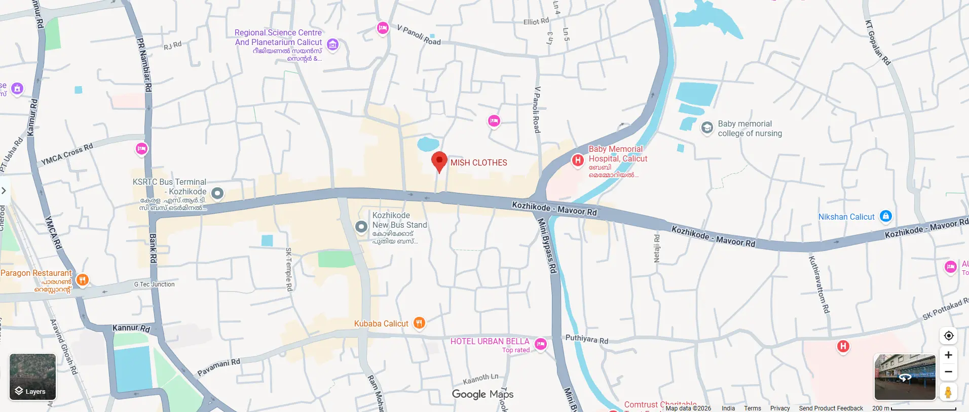 Mish Clothes Calicut store location map